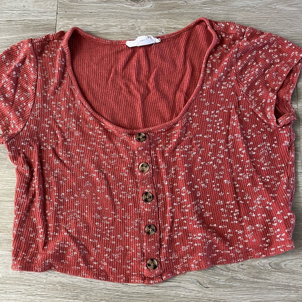 Rusted red color button down shirt